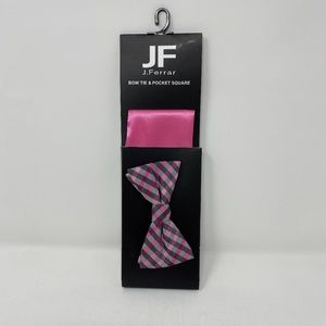 JF J. Ferrar Bow Tie & Pocket Square Combo Plaid